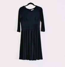 Eliza J Pleated Long Sleeve Little Black Dress Women's Size 6  LBD