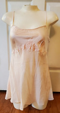Victoria's Secret Pink Sheer Satin/Chiffon Babydoll Nightie Embroidered Beaded S