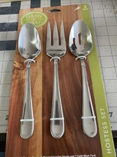 3pcs Dash of That Hostess Set 1 Serving Spoon, 1 Pierced, 1 Meat Fork-18/0 SS DG