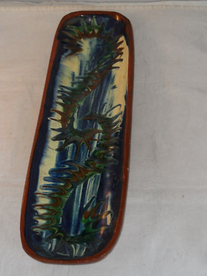 Studiokeramik Knoblauchbrot? Oder andere Servierschale bemalt abstraktes Design 39 cm