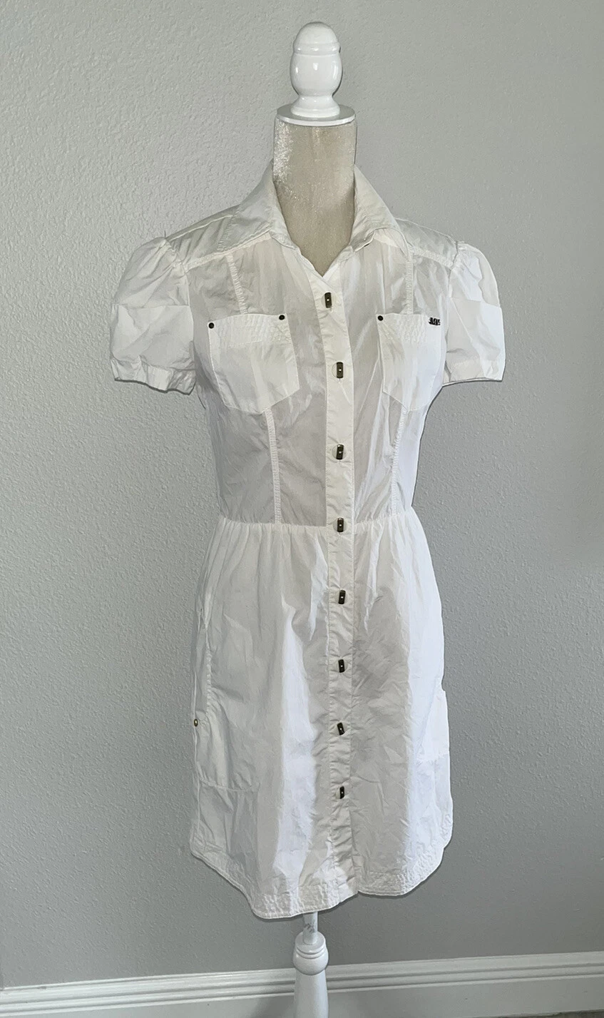 VALENTINO Abito camicia Maria Valentina cotone bianco manica corta bottoni linea A elegante XS