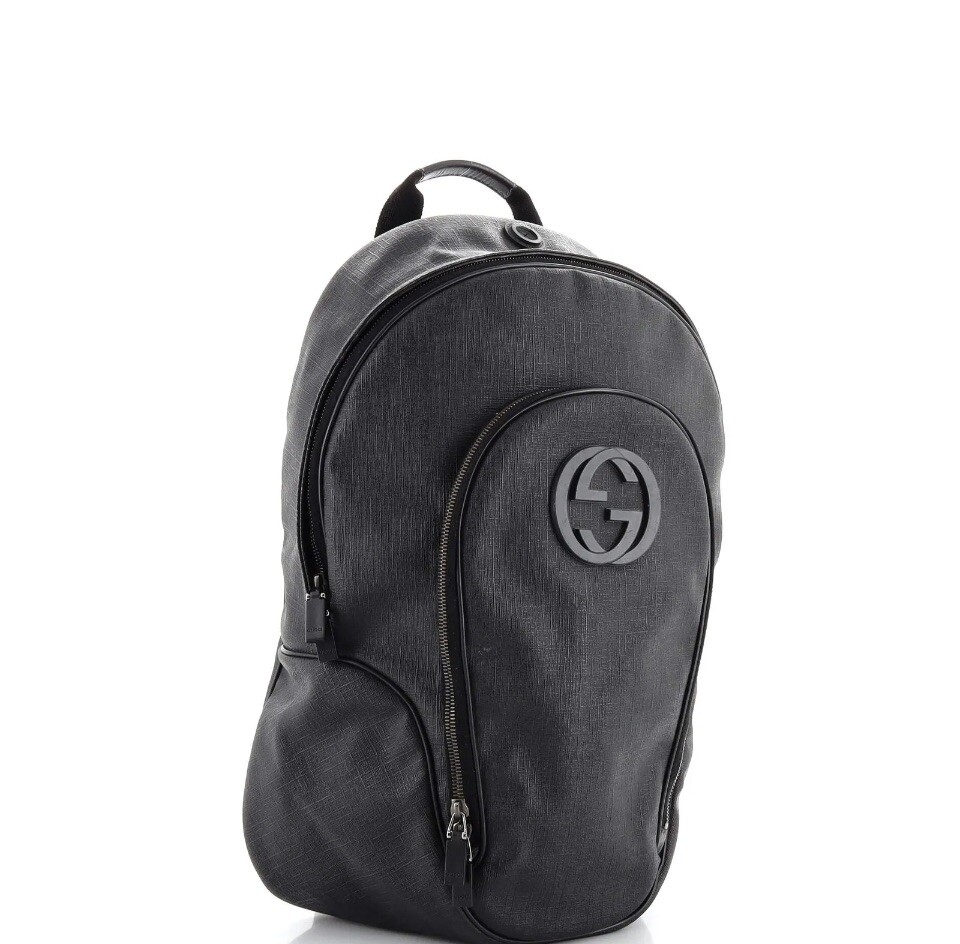 Gucci Interlocking G Backpack Coated Canvas Medium Black | eBay Gucci Interlocking G Backpack Coated Canvas Medium Black | eBay