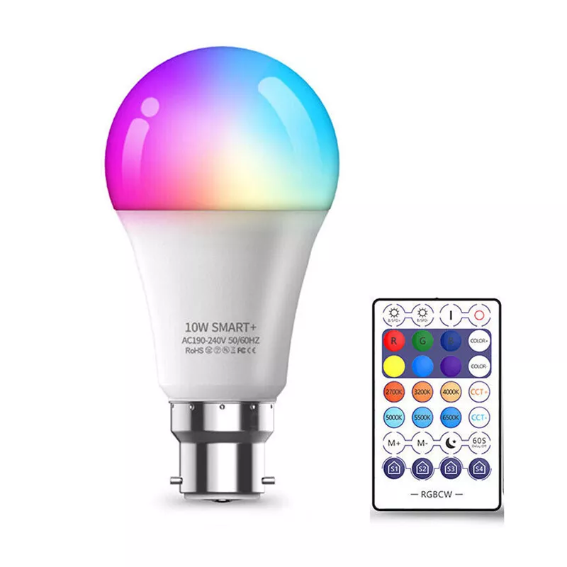 1 4x B22 Smart LED Light Bulb RGB WIFI Color Changing Amazon Remote Control 10W
