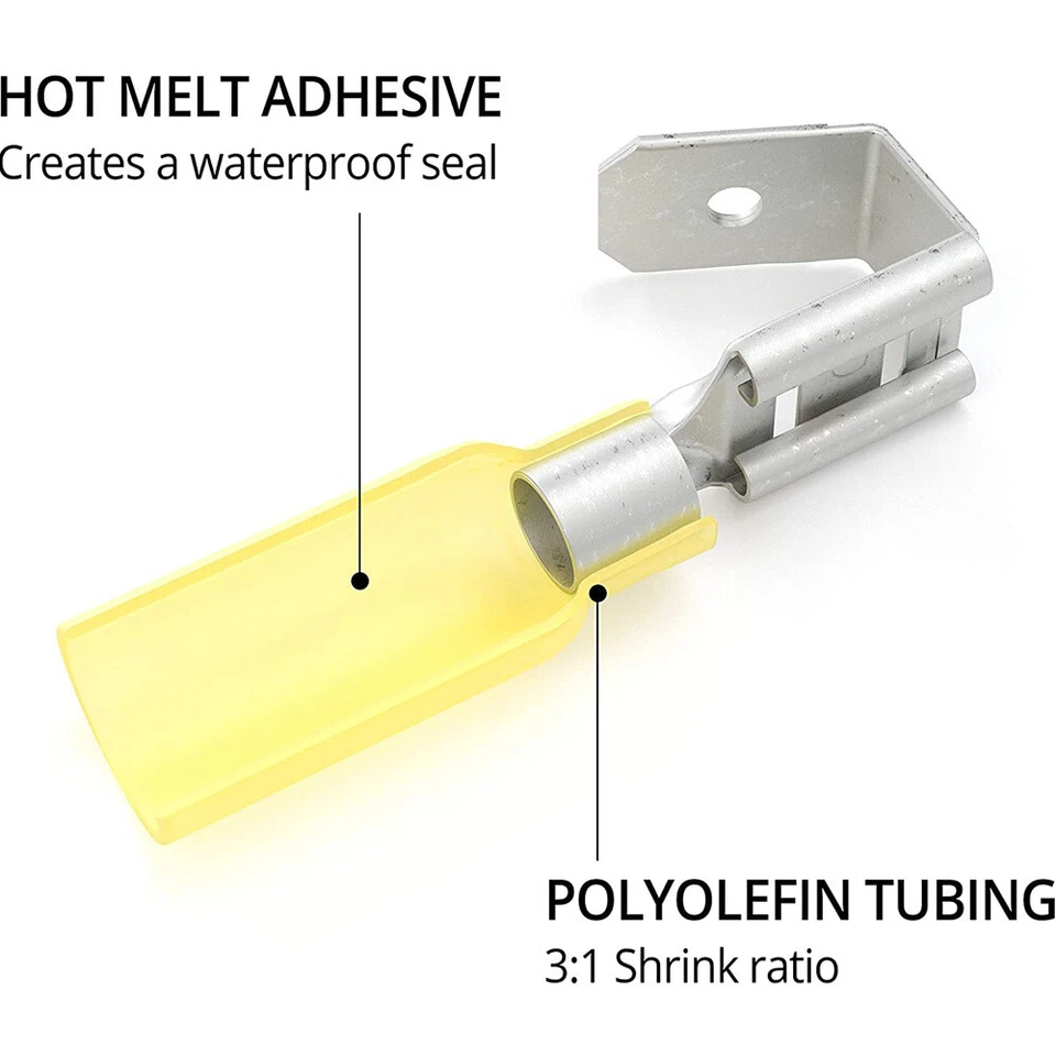 12-10 AWG Yellow Heat Shrink Piggyback Piggy Back Wire Connectors Waterproof - Image 4 of 4