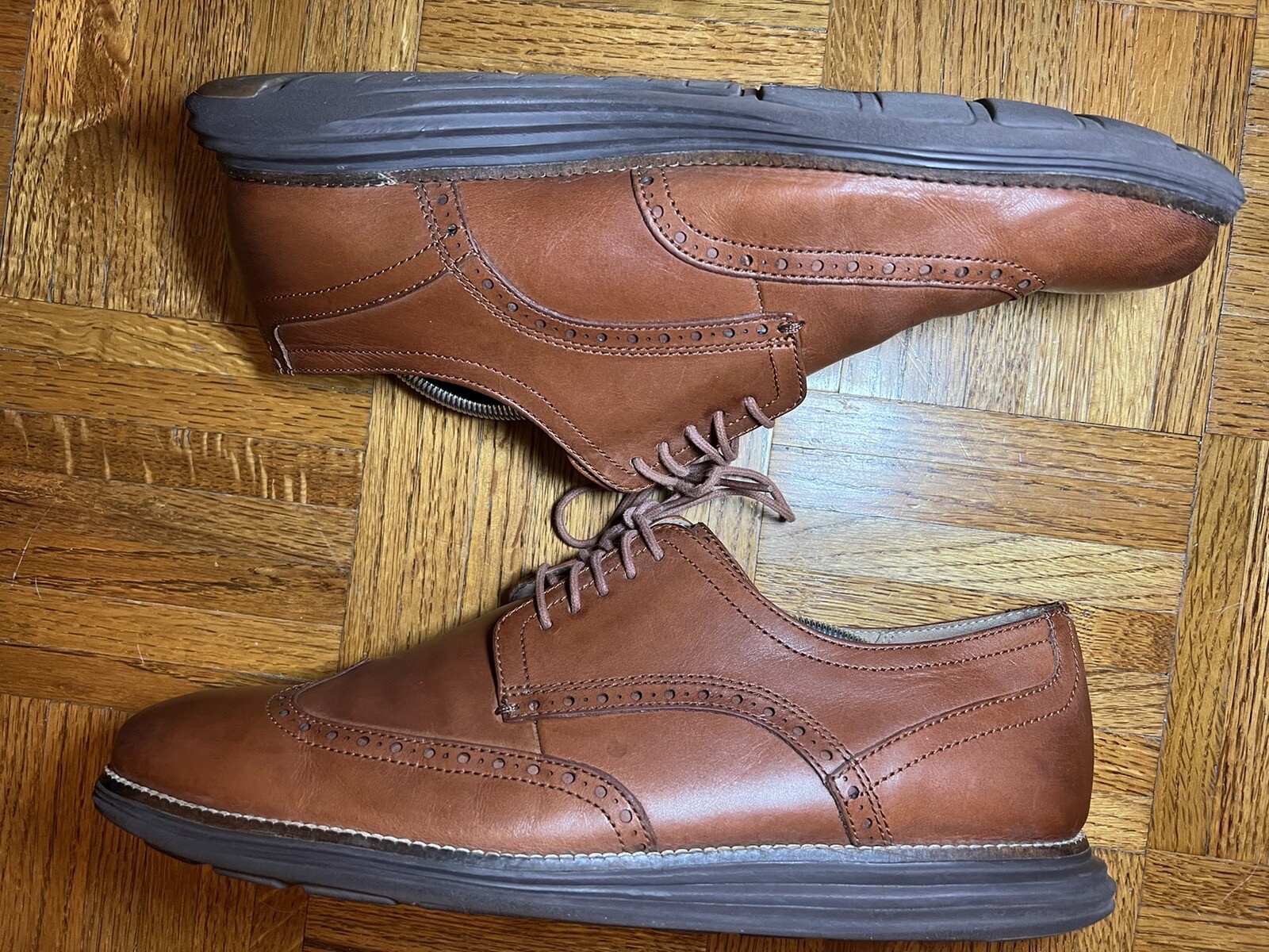 SAOLA Scarpe Oxford Cole Haan Grand OS da uomo taglia 12 marroni in pelle punta alare
