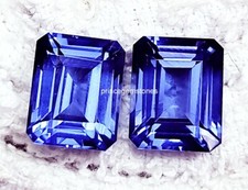 Emerald Cut Natural Tanzanite Loose Gemstone 8 to 10 Ct Certified Pair RT04