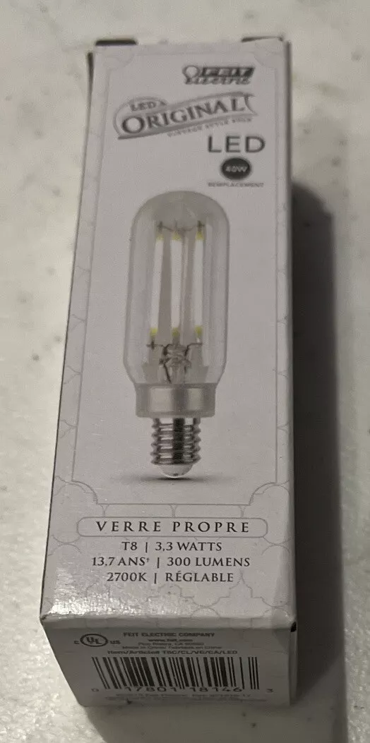 3Pack FEIT Electric 3.3 Watt Replaces 40 W Clear T8 LED Bulbs