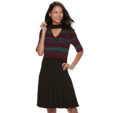 CANDIE'S $58 Black 3/4 Sleeve Sweater Skater Dress Junior Women's Large L 9 / 11