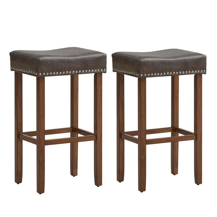 Set of 2 Vintage Upholstered Bar Stools Counter Chair Kitchen