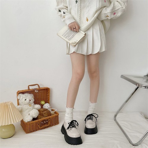 Womens Oxfords Comfort Leather Shoes Party Ladies Lace Up Lolita Dress