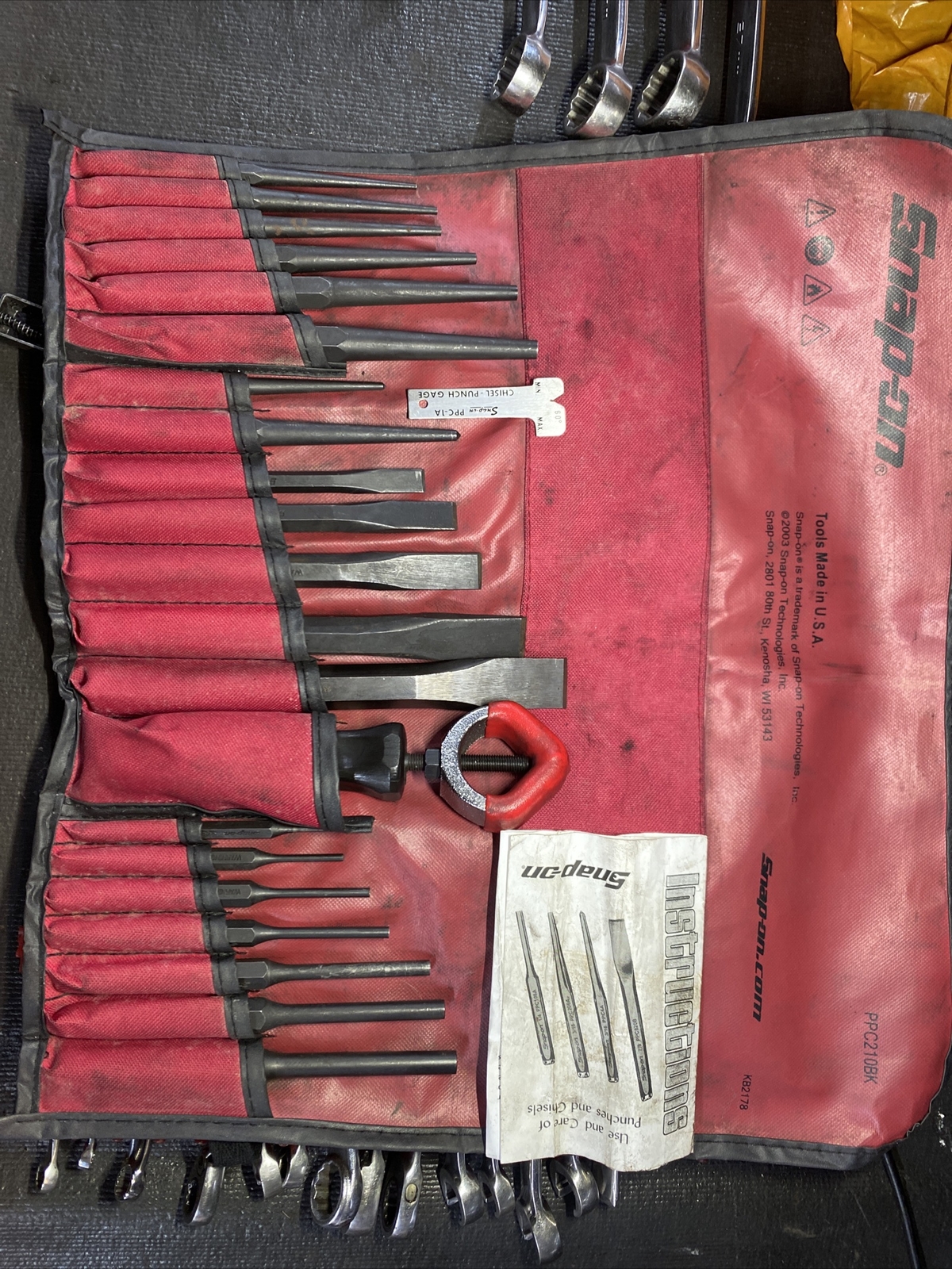 Snap On Tools 22pc Punch & Chisel Set in Wrap PPC210BK Mostly UNUSED