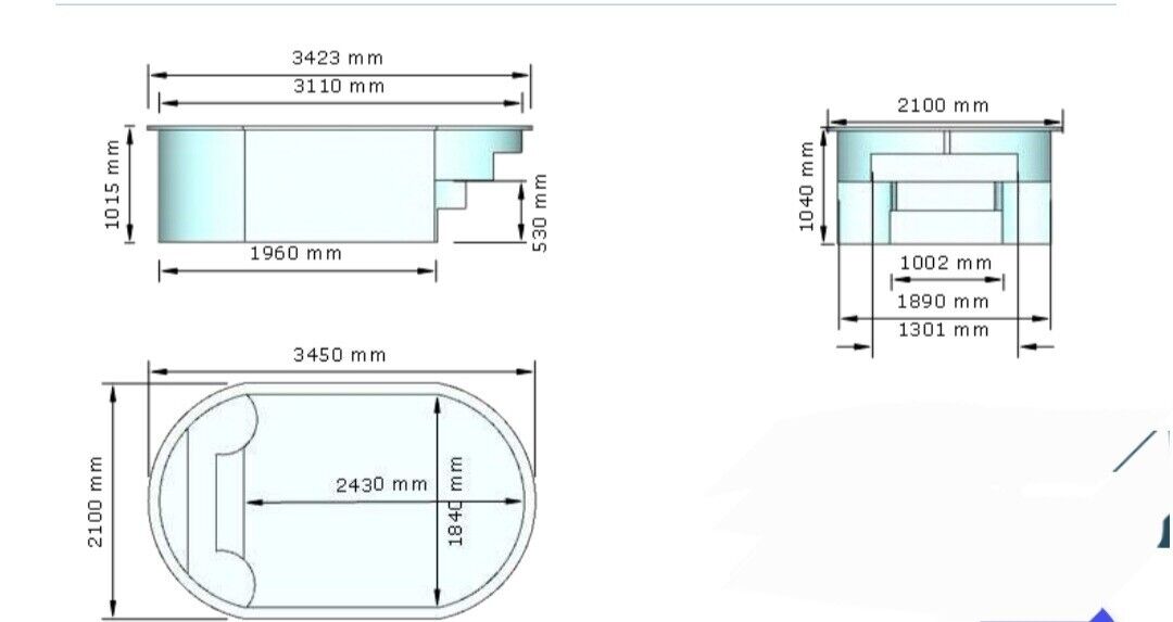 GFK Schwimmbecken Swimmingpool Klein Gfk Pool 3.5 X 2 M Schwimmpool Mini Pool 