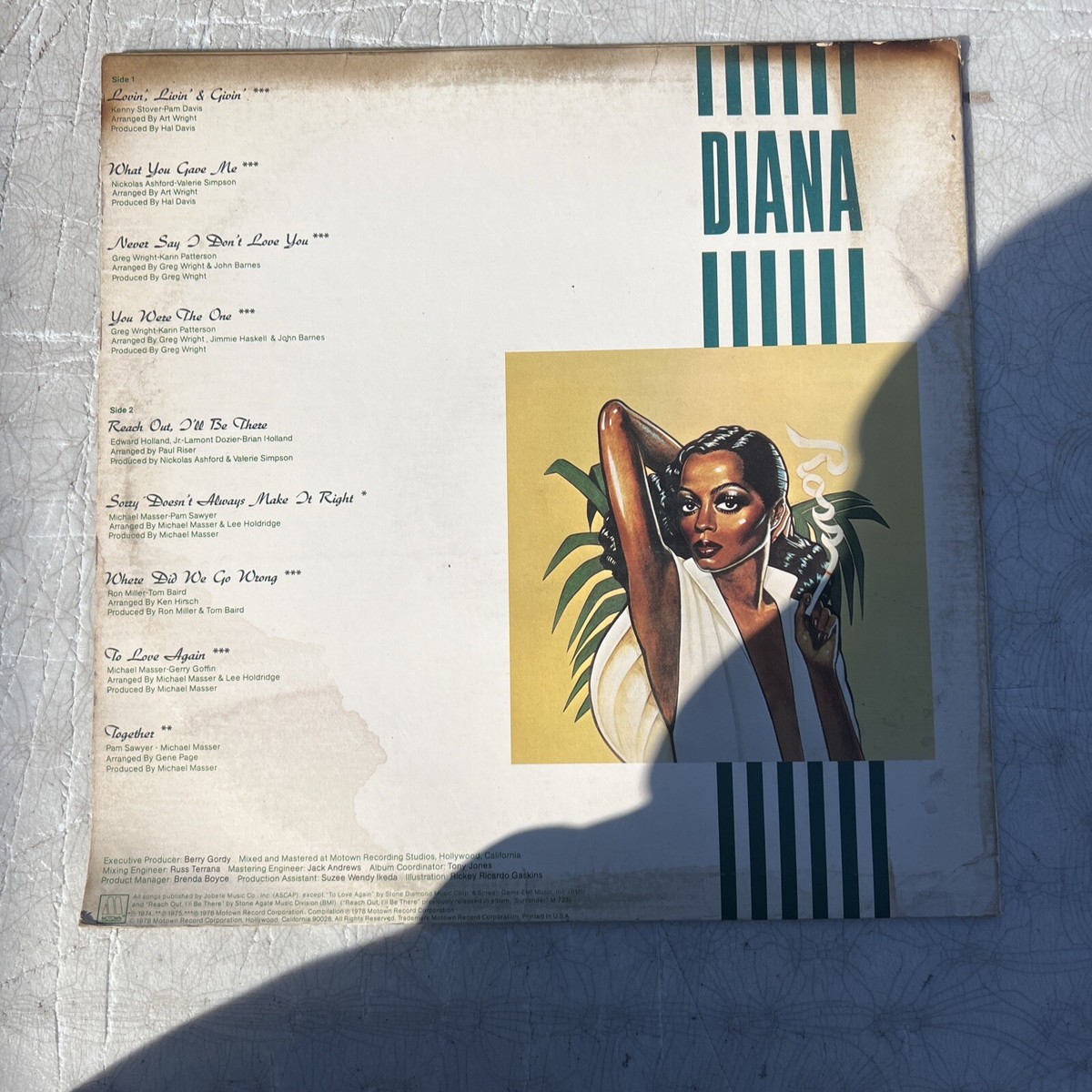 Diana Ross Self Title LP RECORD ALBUM M7-907R1 Motown 1978 Vinyl