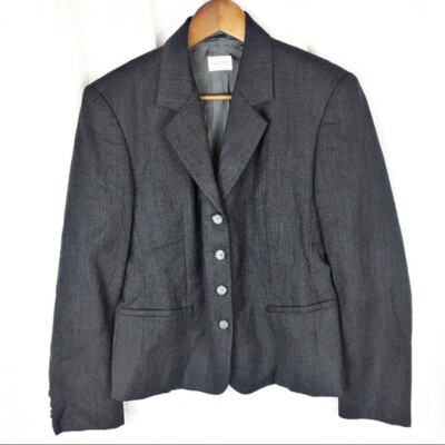 United Colors of Benetton 100% Wool Blazer Size 42 (6) Black/Gray