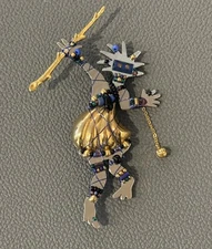 Vintage LIZTECH Dancing Wild Woman Brooch ‘96 Silver Gold Tone Multicolor Beads