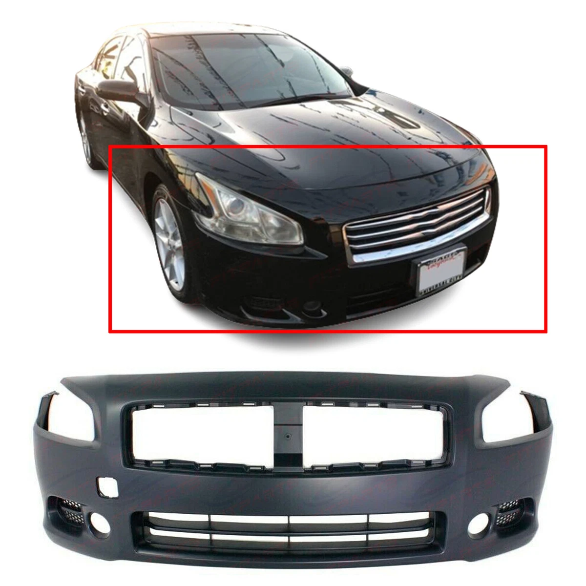 Front Bumper Cover For 2009 2014 Nissan Maxima w fog lamp holes