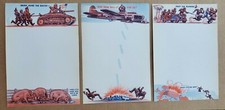 3 Vintage Sheets World War 2 Anti-Axis Stationary; Hitler, Tojo, Mussolini
