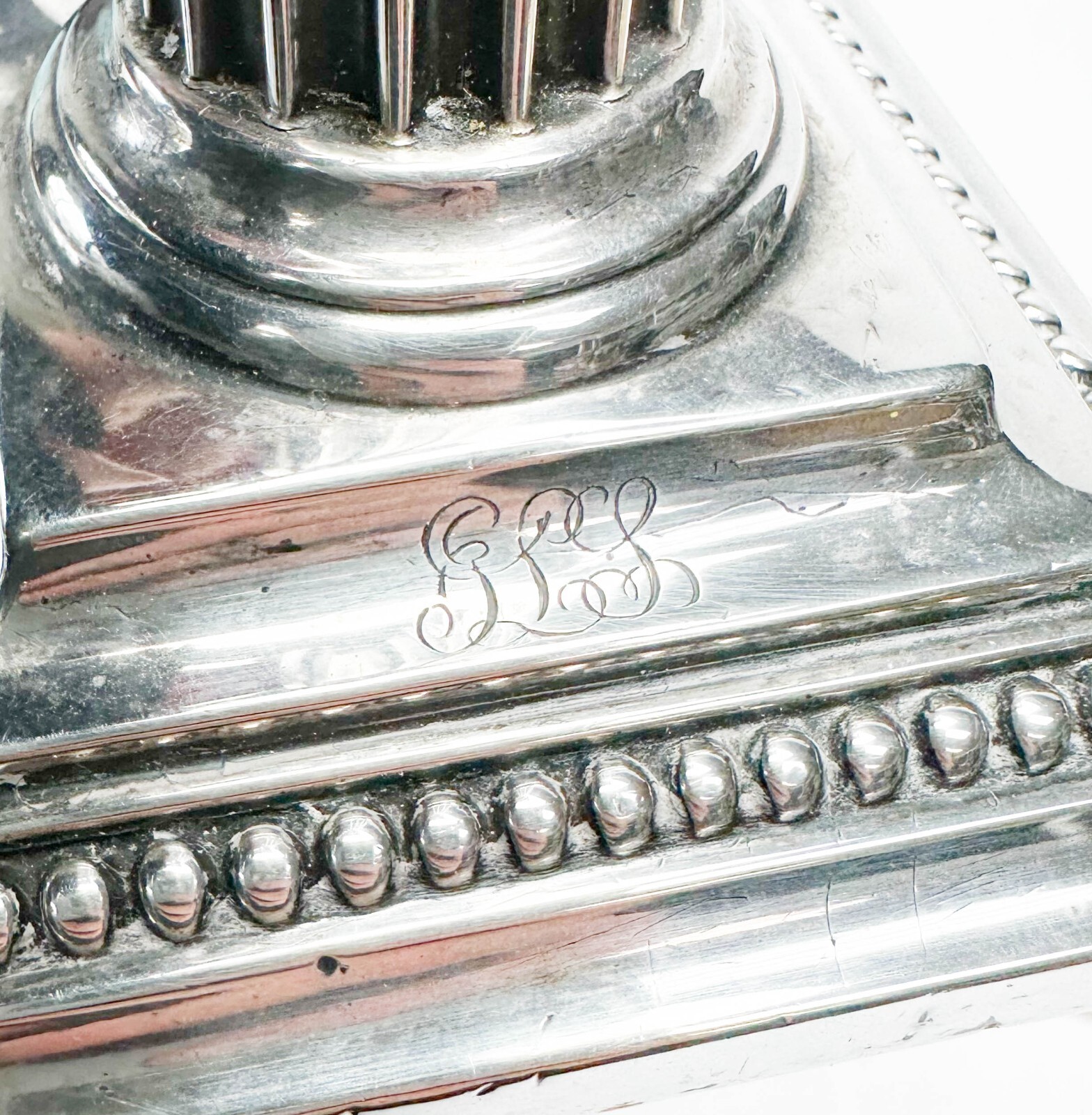Pair Gorham Sterling Silver Candlestick Holders Corinthian Columns 1913