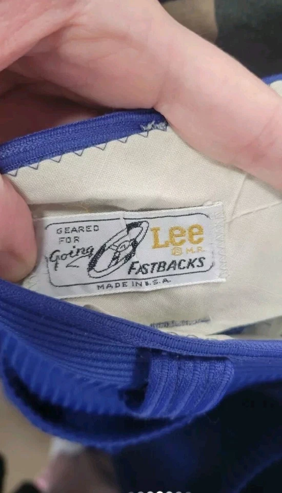 Calça Vintage Lee Fastbacks Flare Calças Bellbottom Azul Quadrado Bolsos Frontais  - Imagem 2 de 4