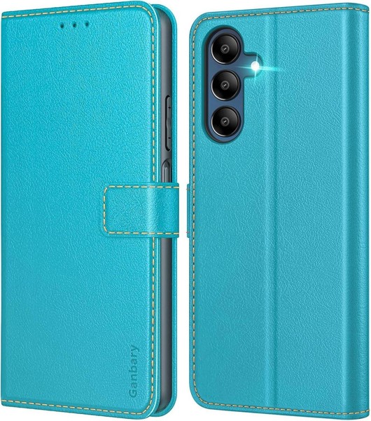 Leder Flipcase FüR Samsung Galaxy A15 / A15 5G, Blau Mit Kartenschlitzen-image