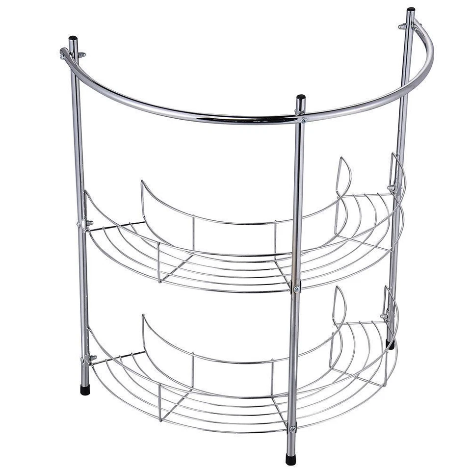 UNDER BASIN RACK 2 Tier Chrome Silver Sink Storage Bathroom Shelf Organiser - Image 3 of 3