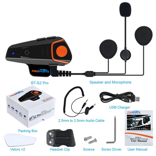 Wasserdicht BT-S2 Pro Bluetooth Motorrad Headset Helm Gegensprechanlage Intercom - Picture 8 of 12