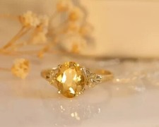 4Ct Oval Simulated Yellow Citrine Women's Solitaire Ring 14K Yellow Gold Plated