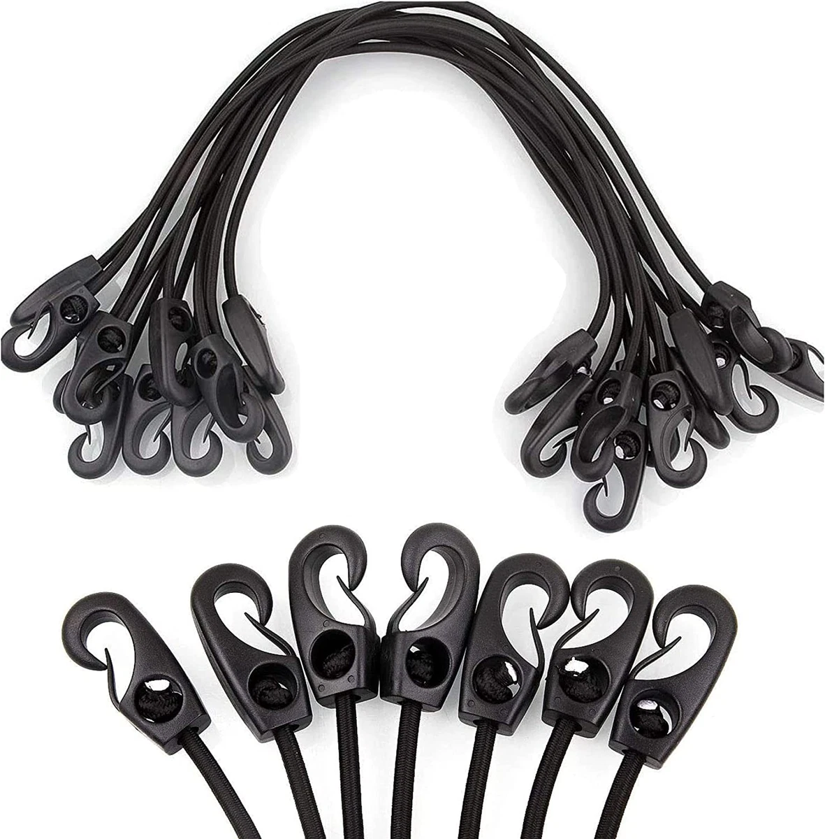 24Inch Bungee Cords with Hooks 12Pack Heavy Duty Rubber Tarp