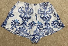 Show Me Your Mumu XS Sawyer Short Back Zip Blue And White High Rise Shorts