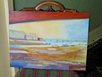 Shoreham Original Gemälde Brian Lowe Acryl an Bord Sussex Boot Strandkanal