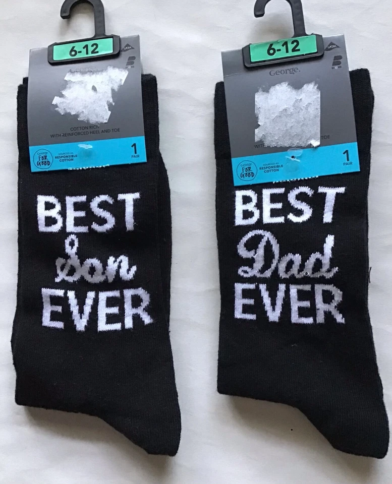 GEORGE Mens Black Socks with "Best Dad Ever”, “Best Grandad Ever” or “Best Son Ever”