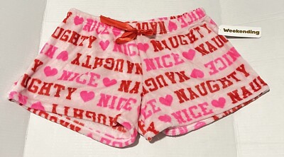 NWT Weekending Naughty Nice Pink Heart M Pajama Short PJ Comfy