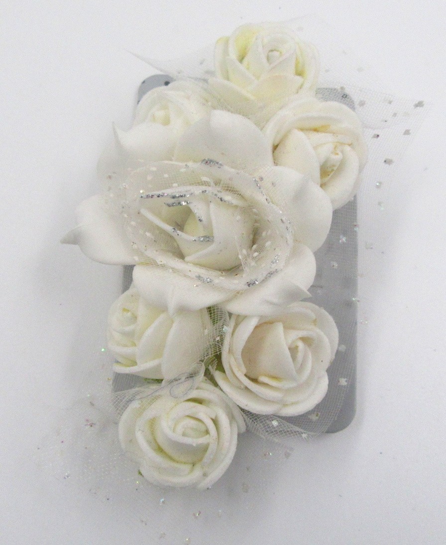 NEW 9cm Cream 100% Polyester Glitter Net Bow Hair 9cm Fork Clip Slide Fashion