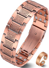 3X Strength Magnetic Copper Bracelet for Men - 99.9 Pure Copper Bracelet  Ring