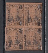 Mexique - Courrier 1868 Yvert 43A Signature Roig * Mh Personnage Bloc De Quatre