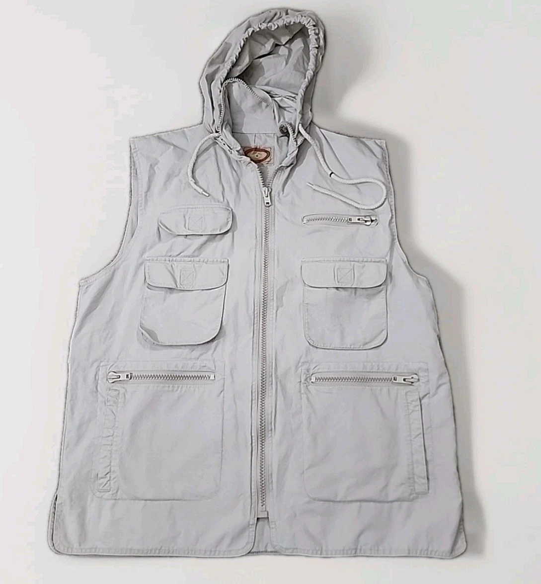 UNDERCOVER Vintage Banana Republic Safari Giacca Gilet Uomo Taglia L Cappuccio Caccia con Tasche (G4)