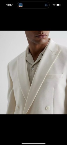 EXPRESS Slim Ivory White Cream Double Breasted Peak Suit 38S Jacket 28 30 Pants - Bild 18 von 19
