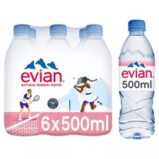 Image of Evian Still Water 500ml x6 Bottles – Natural Mineral Water Multipack