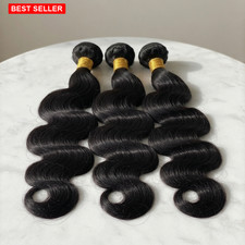 Body Wave Human Hair Bundles Brazilian Natural Black 1B Double Weft 26 28 30 In