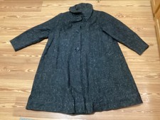 Vintage 50s Black Wool Blend Swing Coat Sz L
