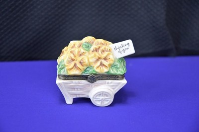 Hallmark HMK Pansy Flower Cart Trinket Box Hinged Thinking of You