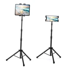  Tablet Floor Stand, Height Adjustable Cellphone Floor Stand with 360°Rotating 
