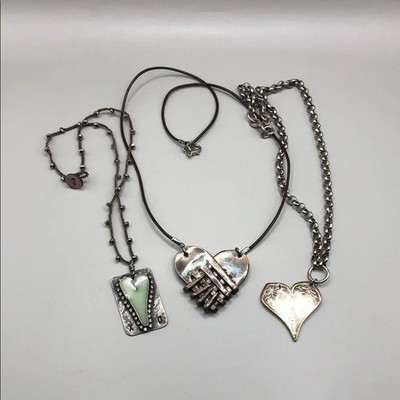 Artisan handmade rustic boho romantic hearts pendant necklaces free spirit 