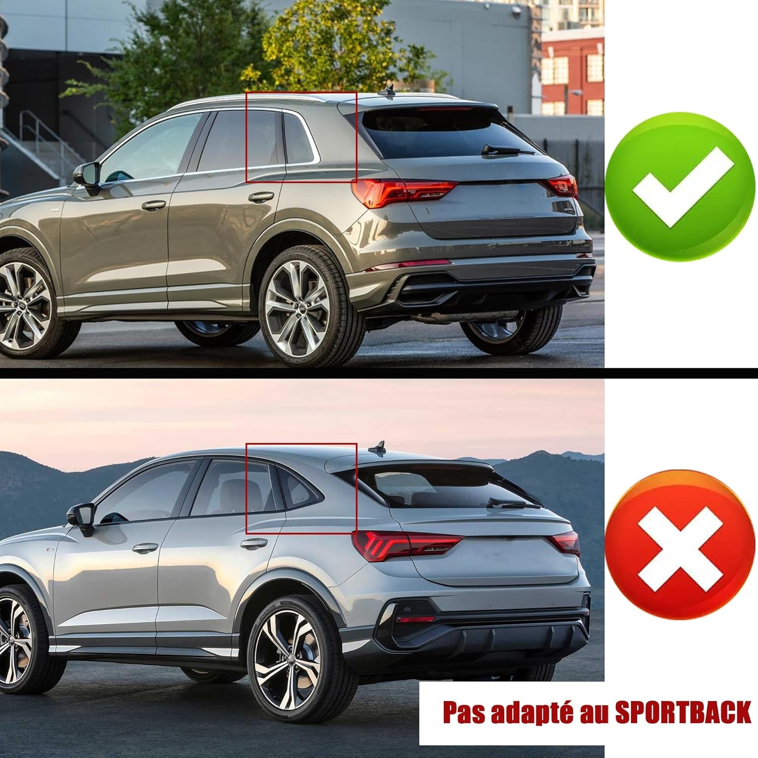 Spoiler de toit Audi Q3 F3B noir laqué finition premium en ABS robuste