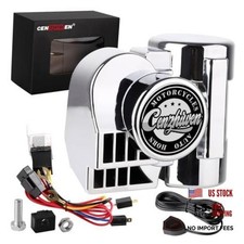 Super Loud Motorcycle Air Horn Kit 12V 150db - Silver with Button