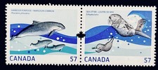Canada MNH #2387a 2387b Marine Life Porpoise & Otter From Souvenir Sheet - 2010