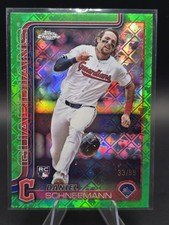 2025 Topps Chrome Daniel Schneemann #43 Green Logofractor /99 (RC) Guardians