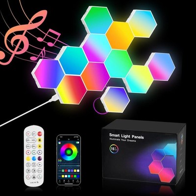 Gaming Wandleuchte LED Panel RGB Smart Wandbeleuchtung Musik Sync 12er Set