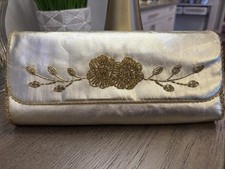 Vintage Japan Gold Fabric and Beaded 10 Clutch Bag