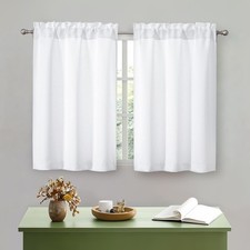 White Kitchen Curtains Tier 36 Inch Length Short for Small Window, Cur..